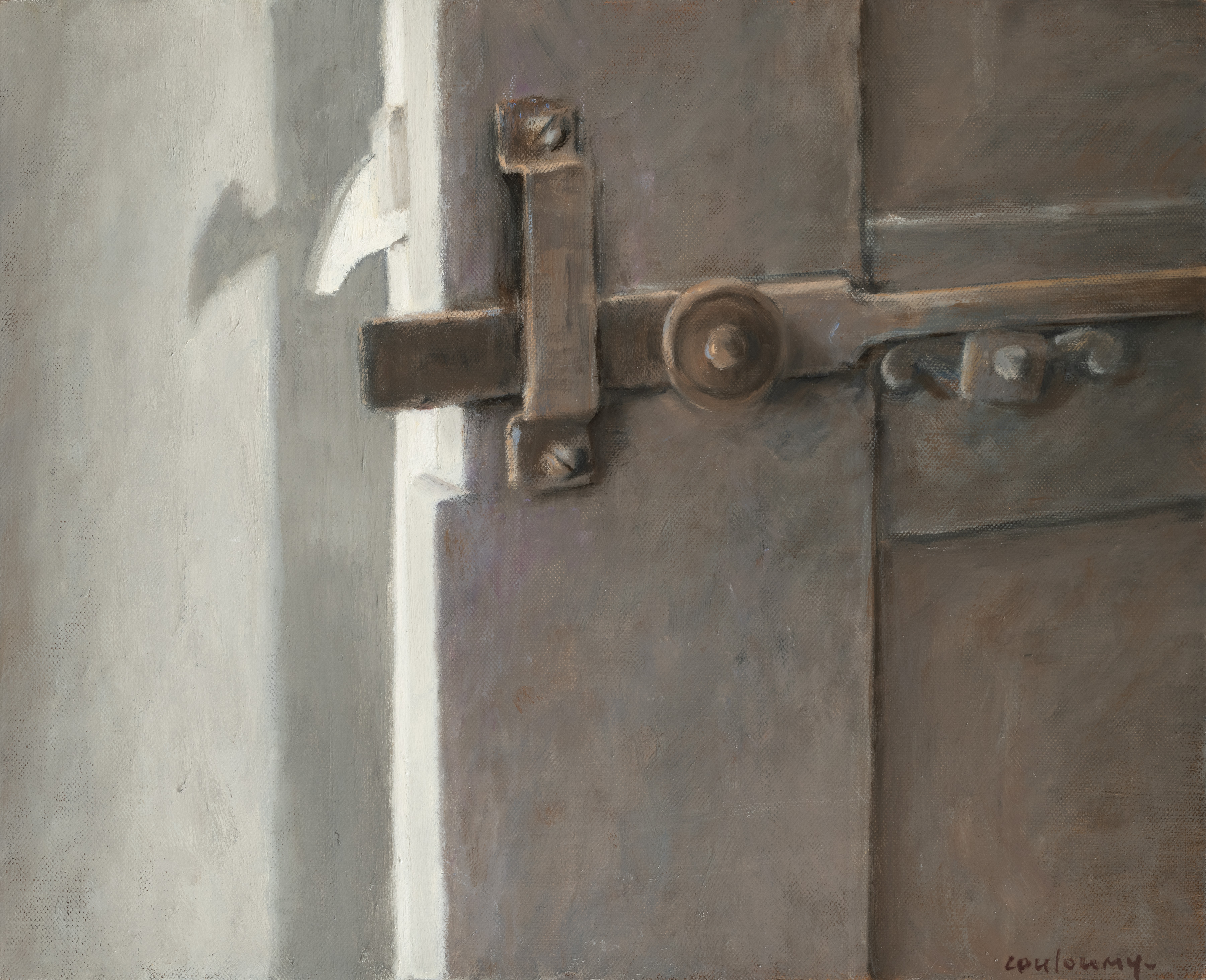 2025 La clenche 1, huile sur toile, 22 x 27, Couloumy