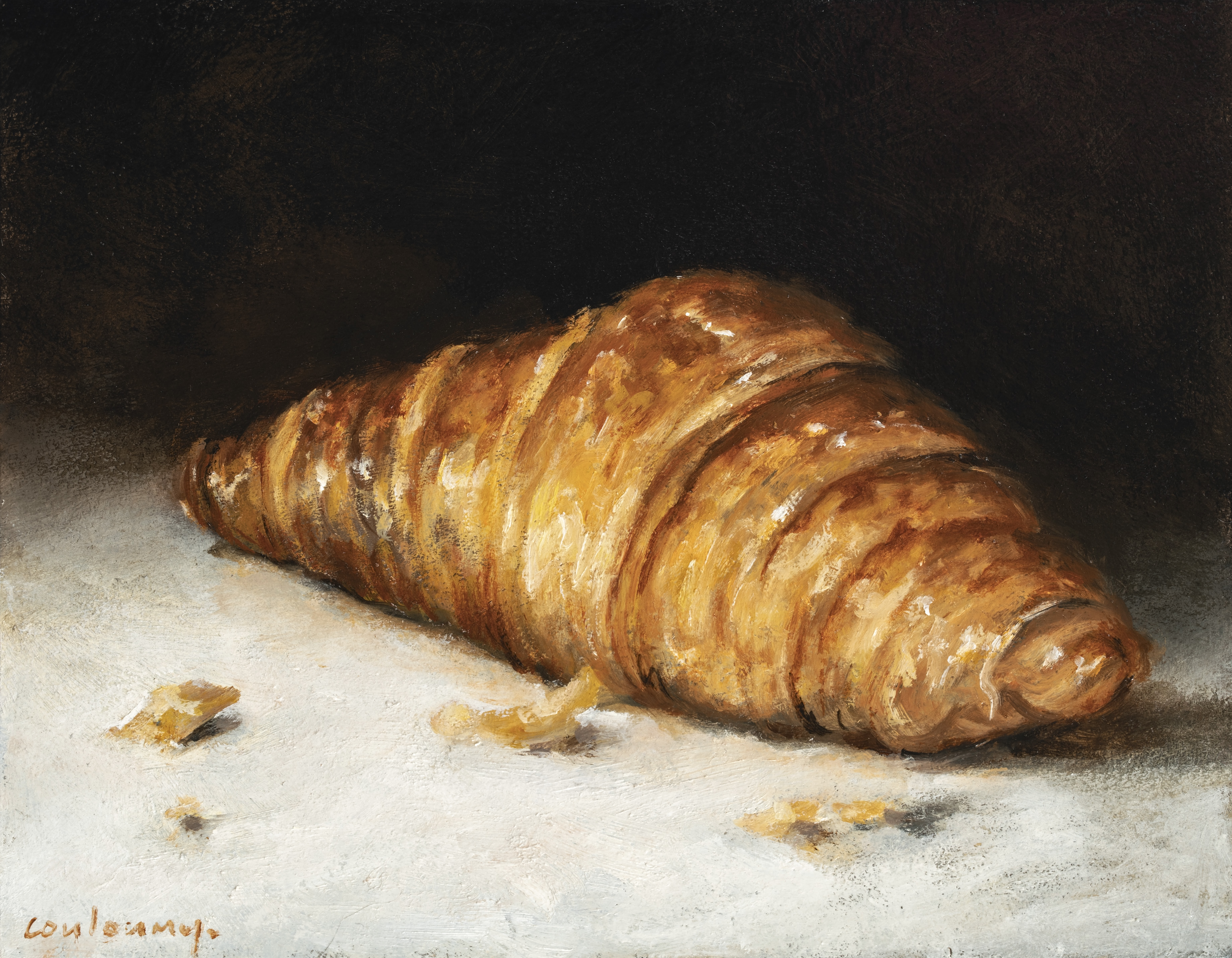 2025 Le croissant 1, huile sur carton, 14 x 18 cm, Couloumy