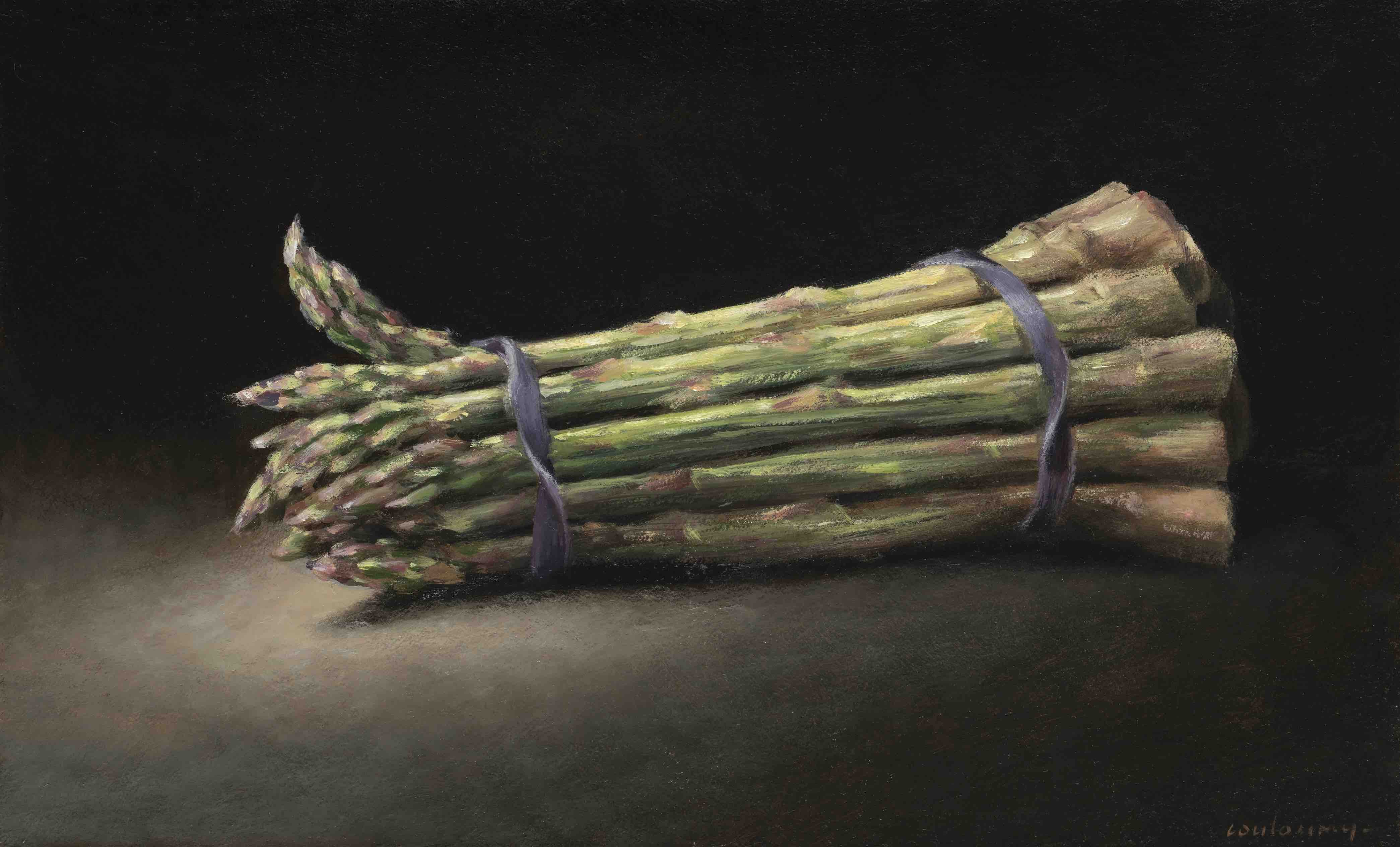 2023 huile sur carton La botte d'asperges 18x30