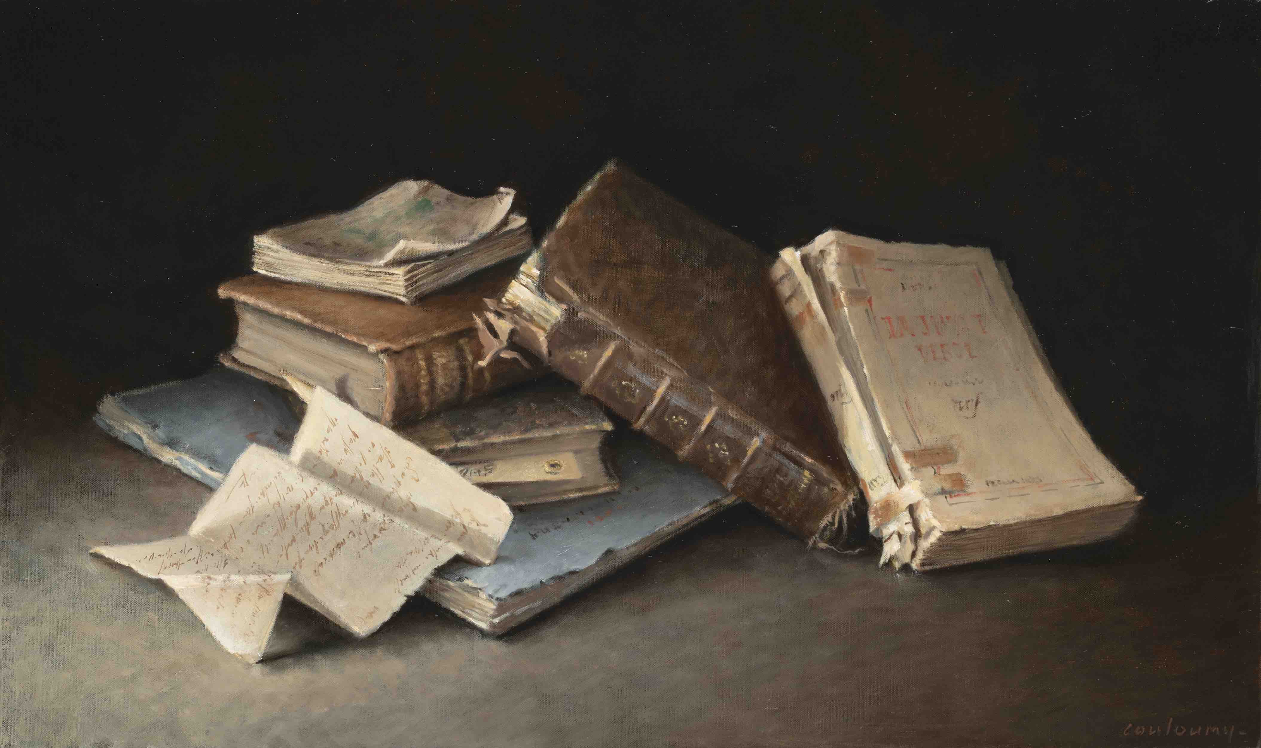 2023 huile sur toile Les livres 1 33x55