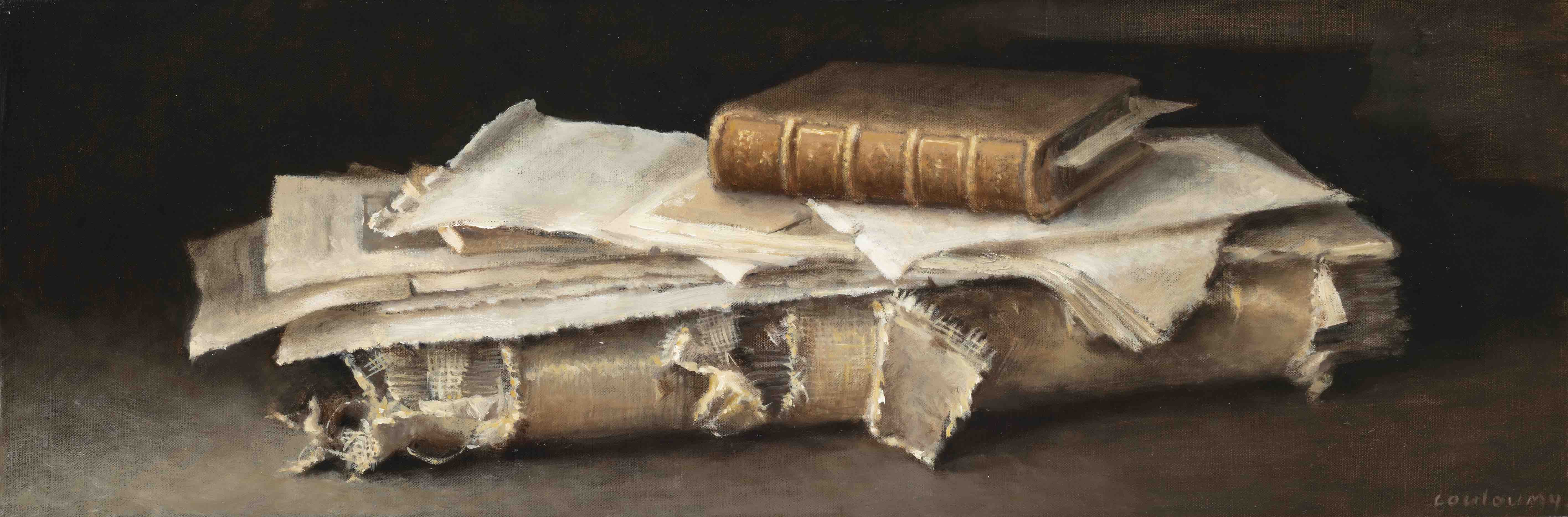 2023 huile sur toile Les livres 3 20x60