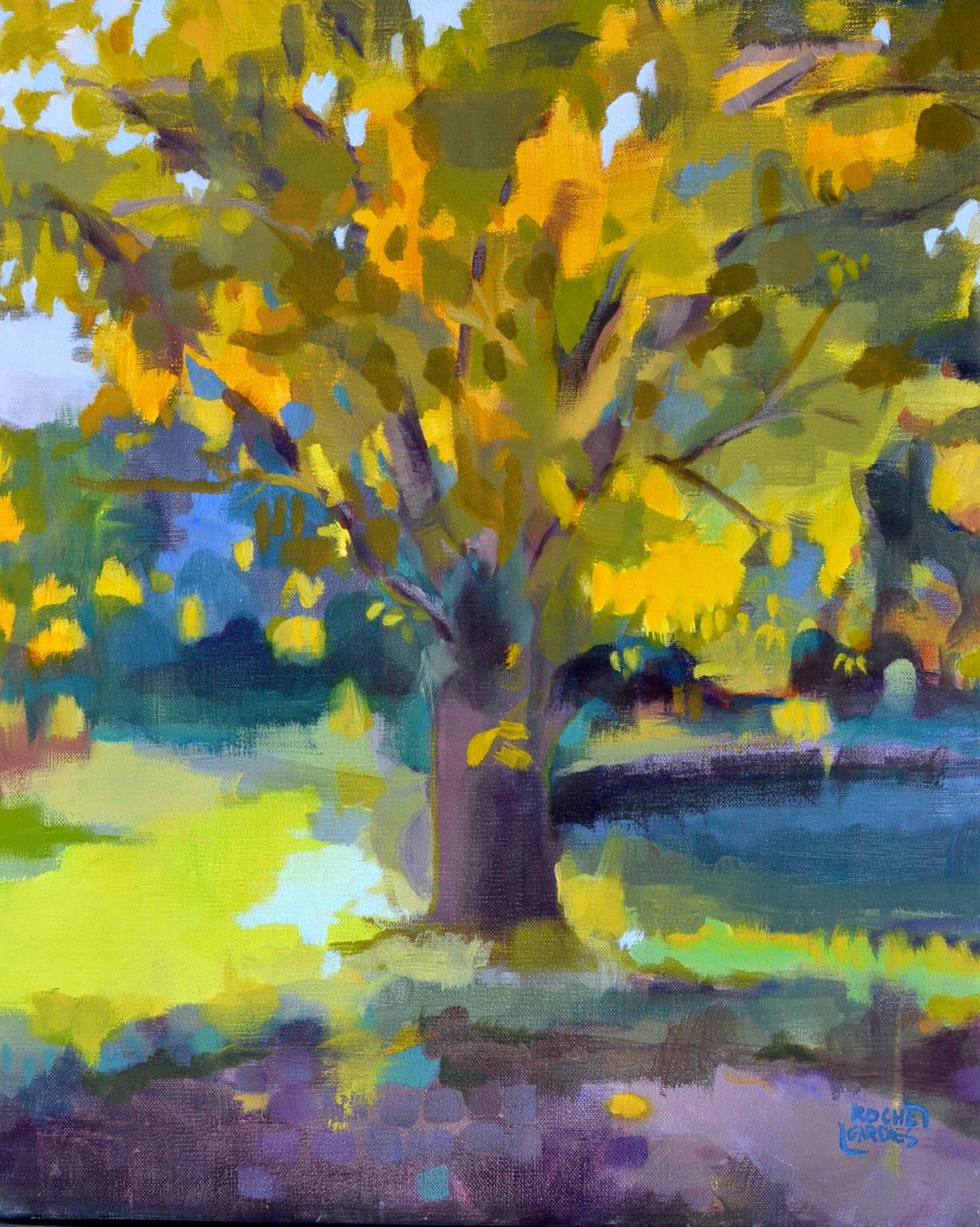 Petite mare d’automne, huile sur toile, 38x46cm